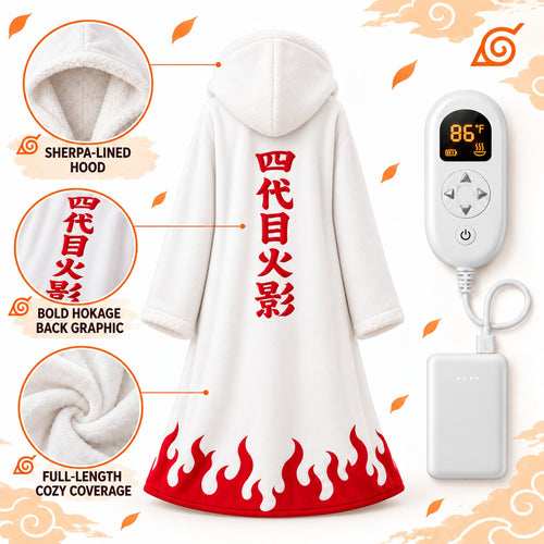 Cozy Kage Robe back view with back graphic and flame hem